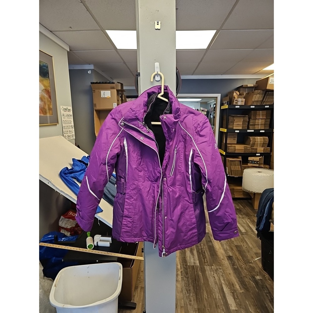 Z X ZeroXPosur Women's Purple White Double Zip Snap Pockets Ski Jacket size S